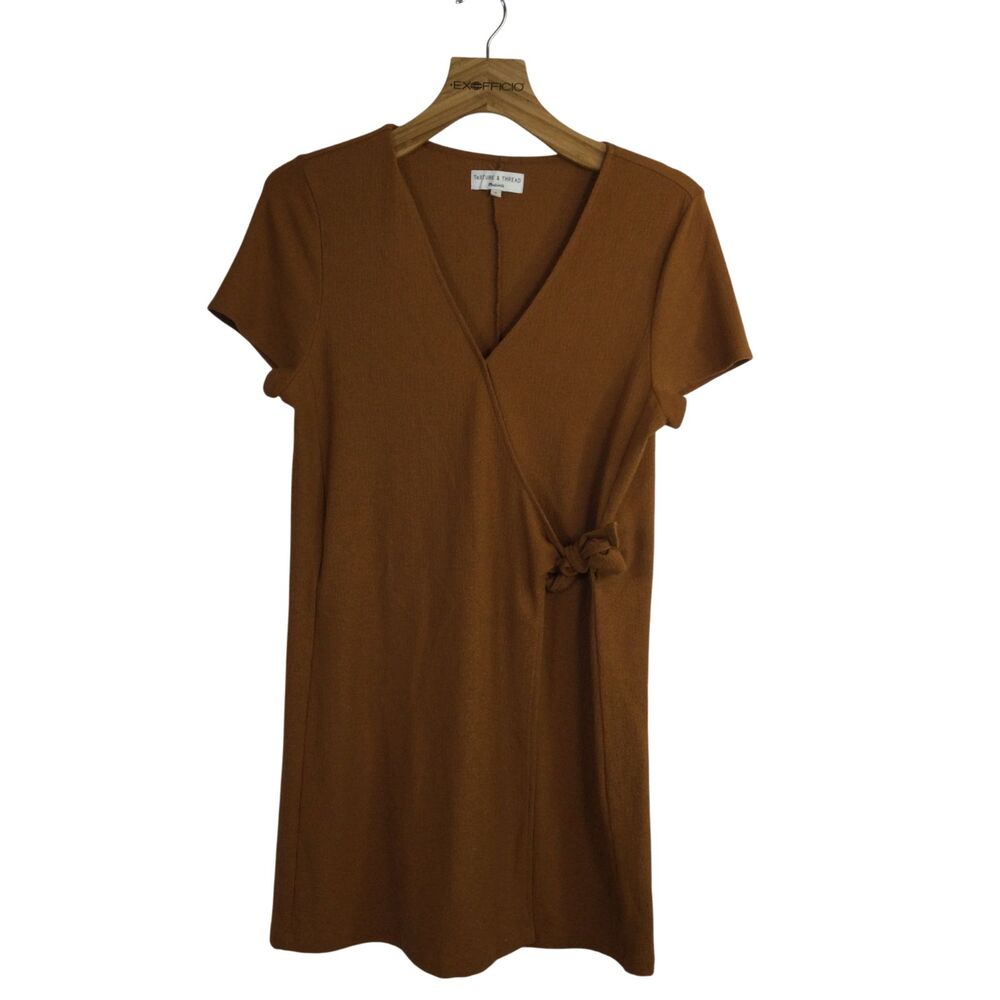 Texture & Thread Madewell Womens Faux Suede Wrap Dress Brown Size Large